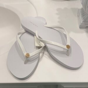 Tory Burch White and Gold Sandals